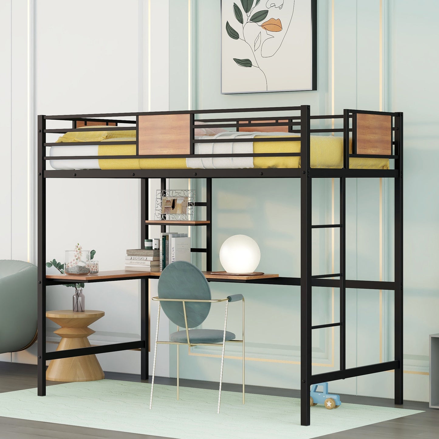 Venetian Vista Loft Bed With Desk -Black