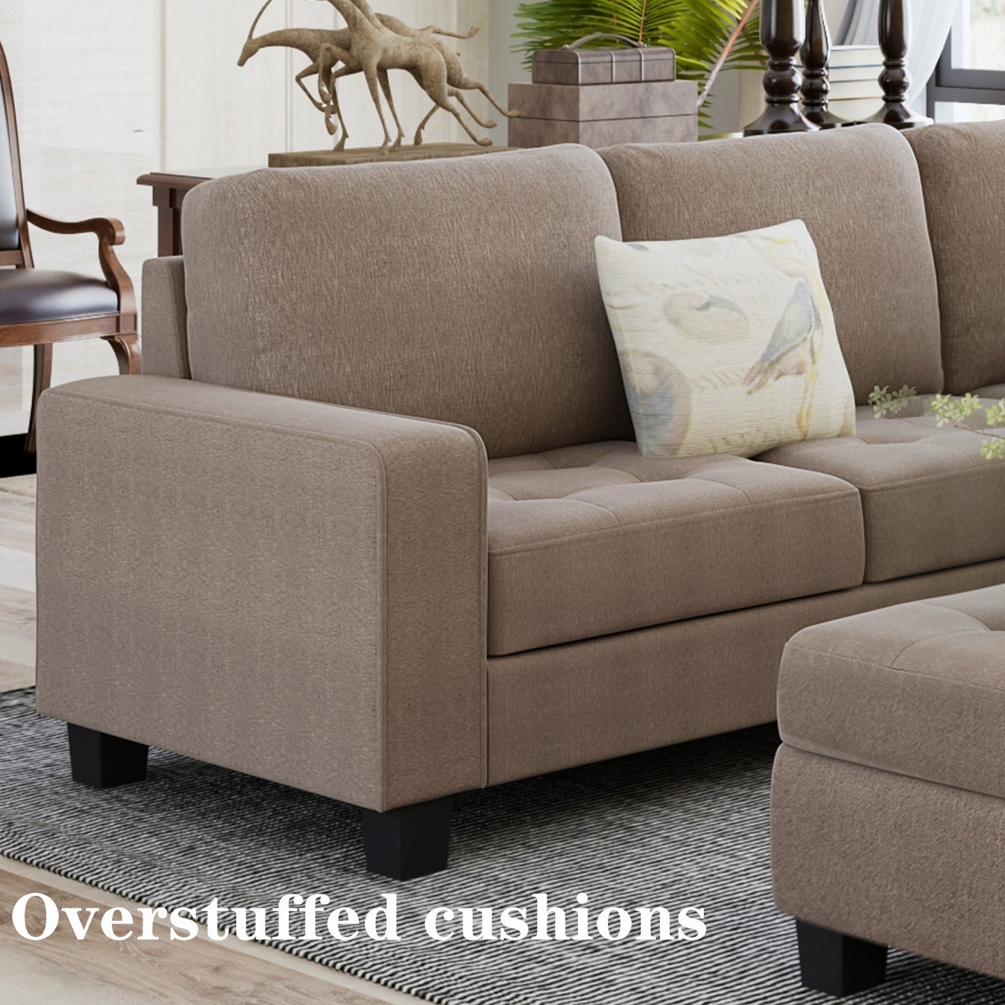 OrisLux Sectional Lounge: Ultimate Space-Saving Sofa with Ottoman & Cup Holders