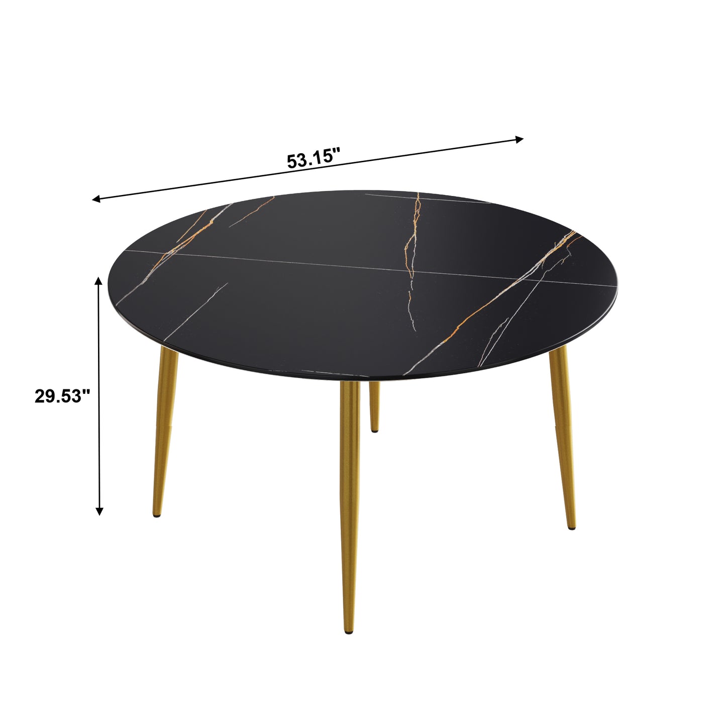 Golden Elegance: Modern Black Round Dining Table