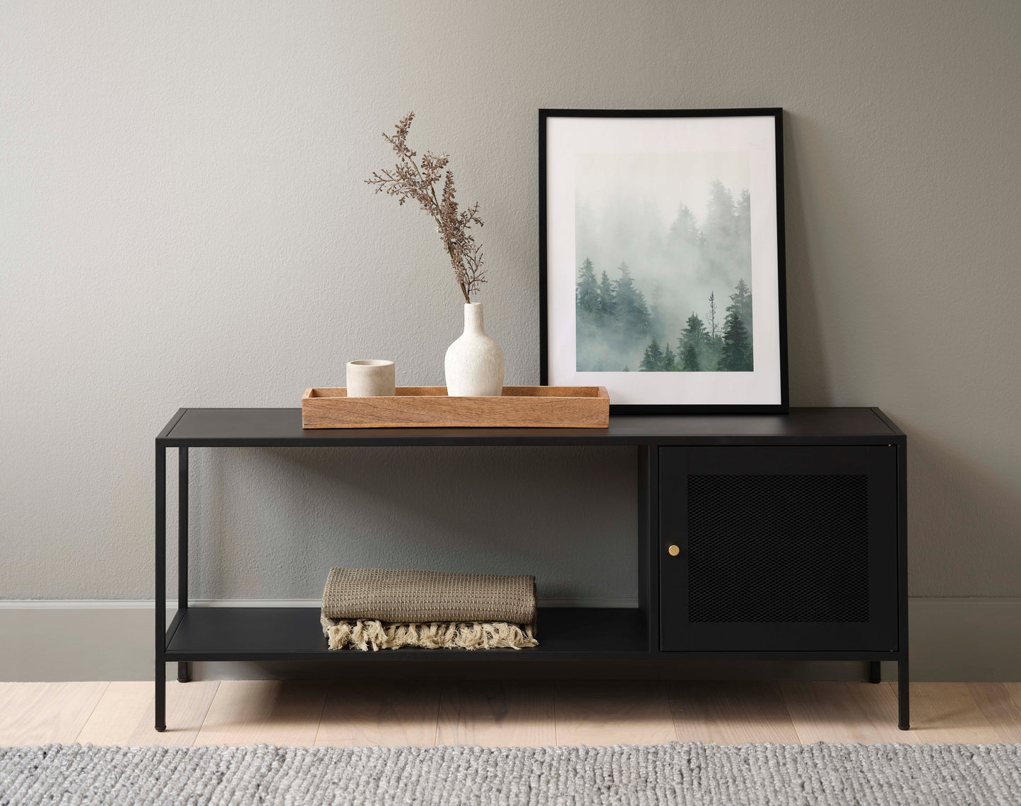 Noir III Metal Mesh Door Storage Bookcase