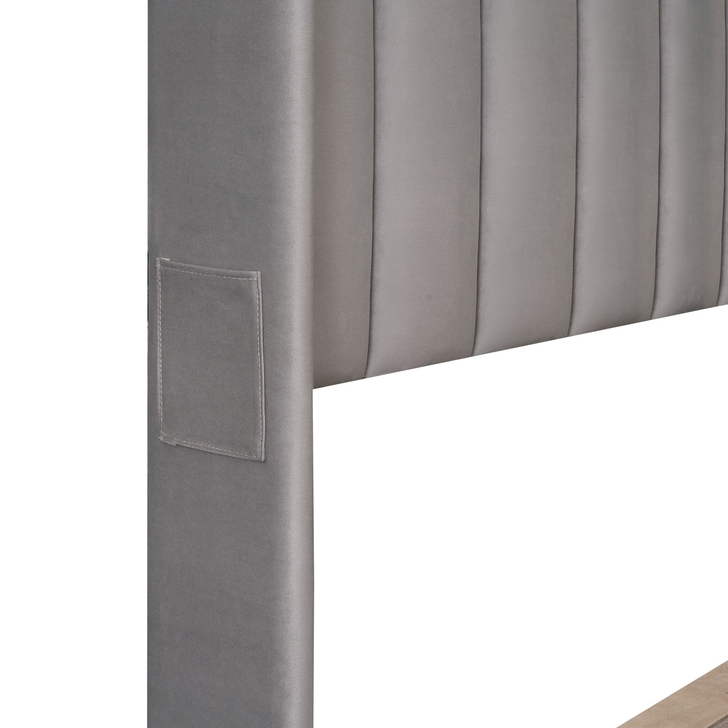 Shona Queen Size Velvet Platform Bed Frame - Gray