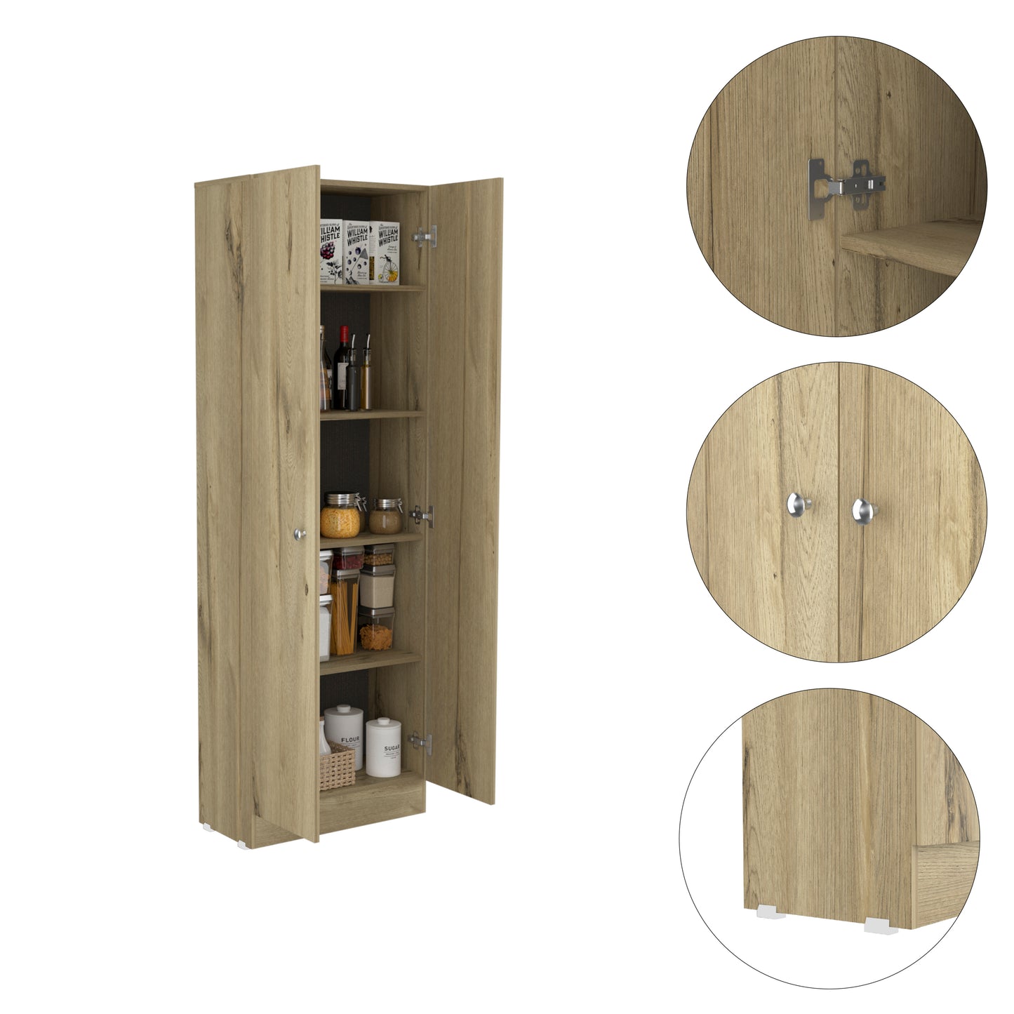 Greyson Tall Storage Cabinet - Light Oak and Black