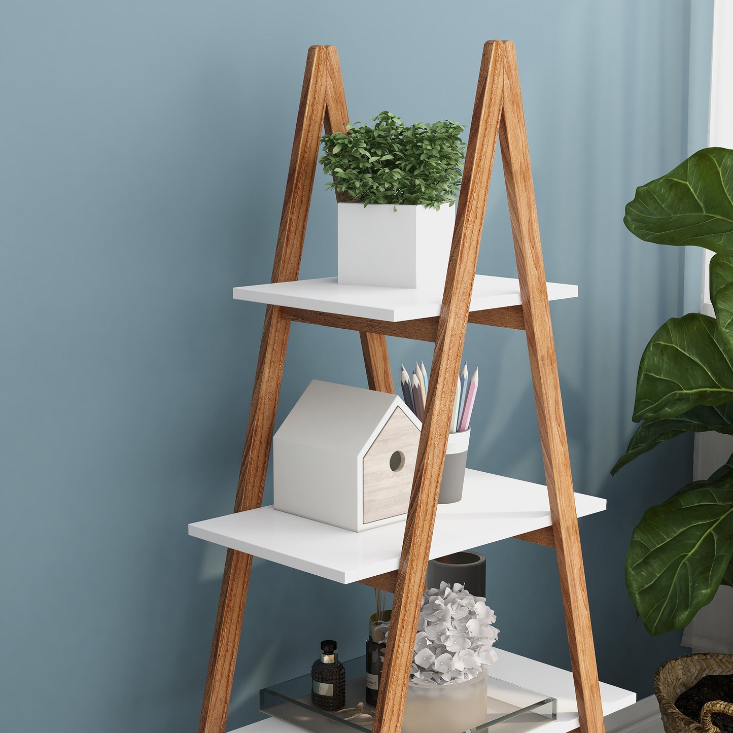 Bamboo Haven Ladder Bookshelf