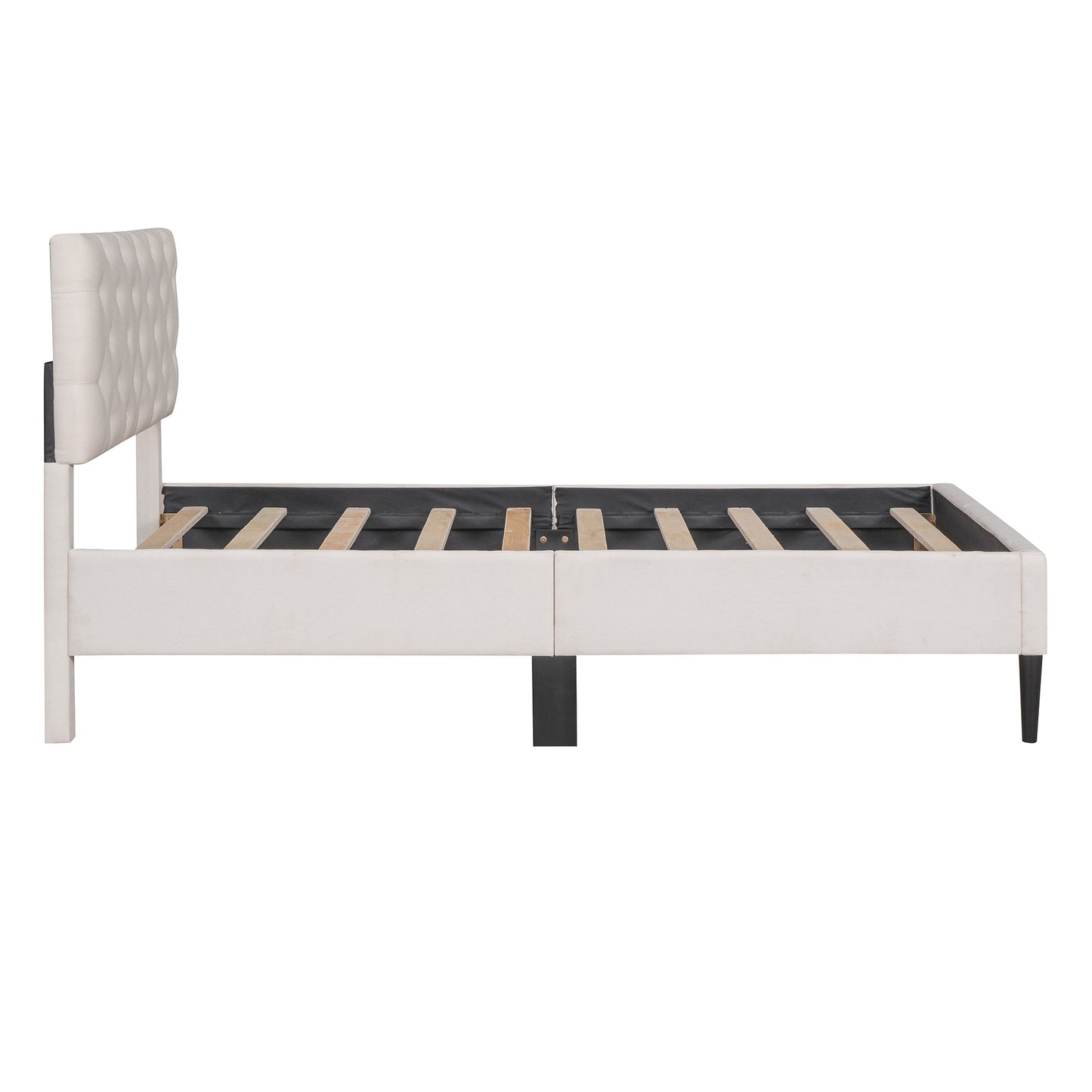 Ukin Twin Size Upholstered Linen Platform Bed - Beige