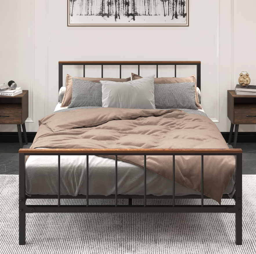 Marsh Queen Size Metal Platform Bed - Black