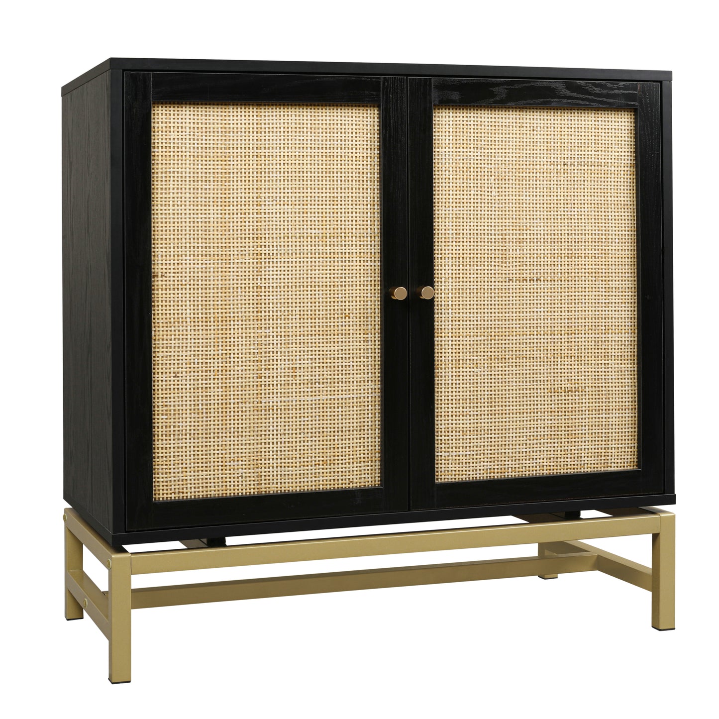 Rattan Black Frame Cabinet
