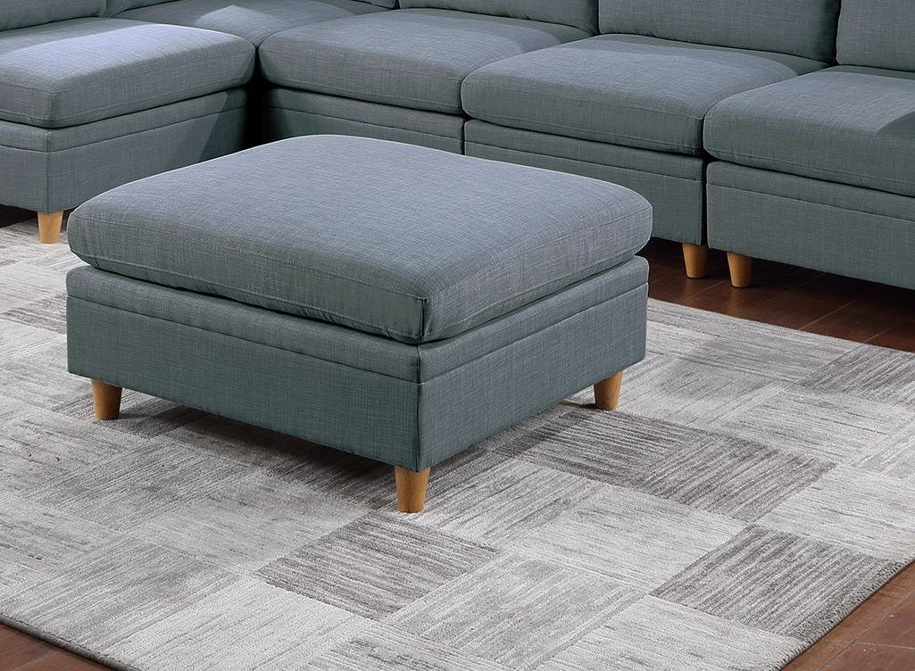 Wooden Legs Ottoman - Grey
