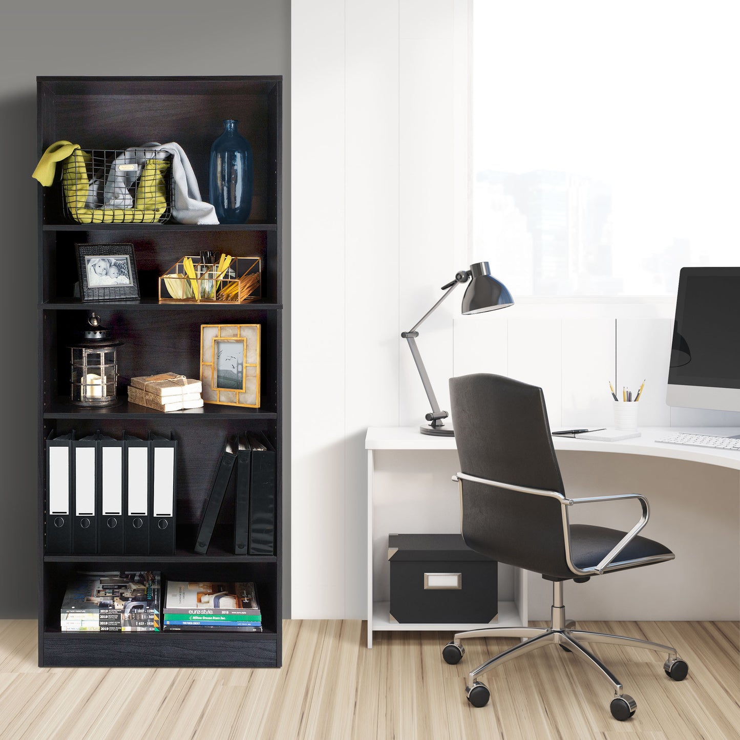 Oskar 5 Shelf Bookcase - Espresso