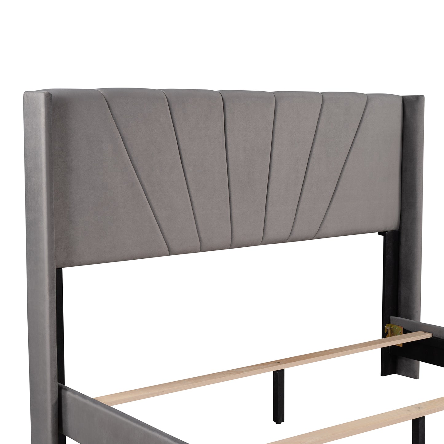Royal Comfort Queen Size Velvet Upholstered Platform Bed - Gray