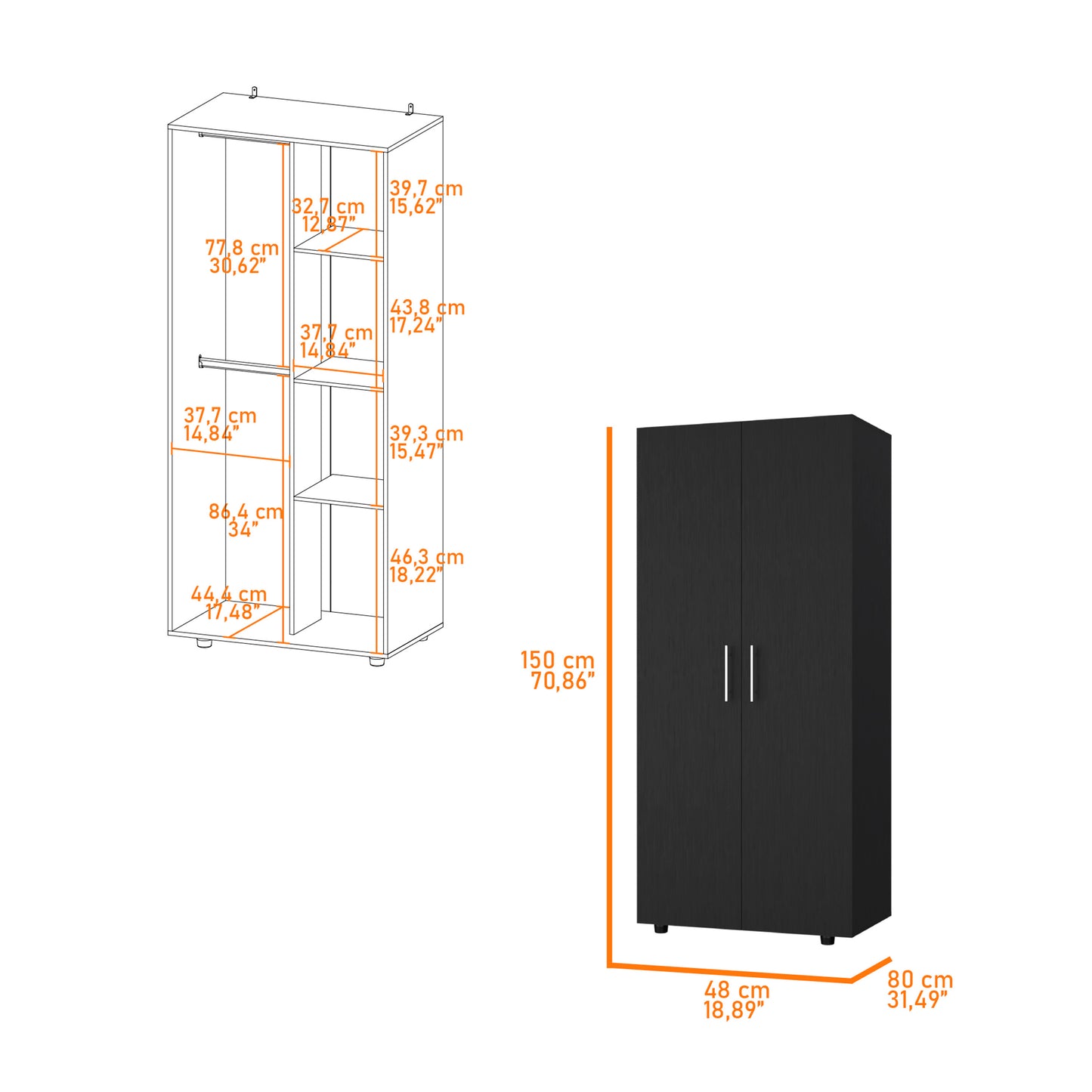 Pendleton Rectangle Armoire - Black