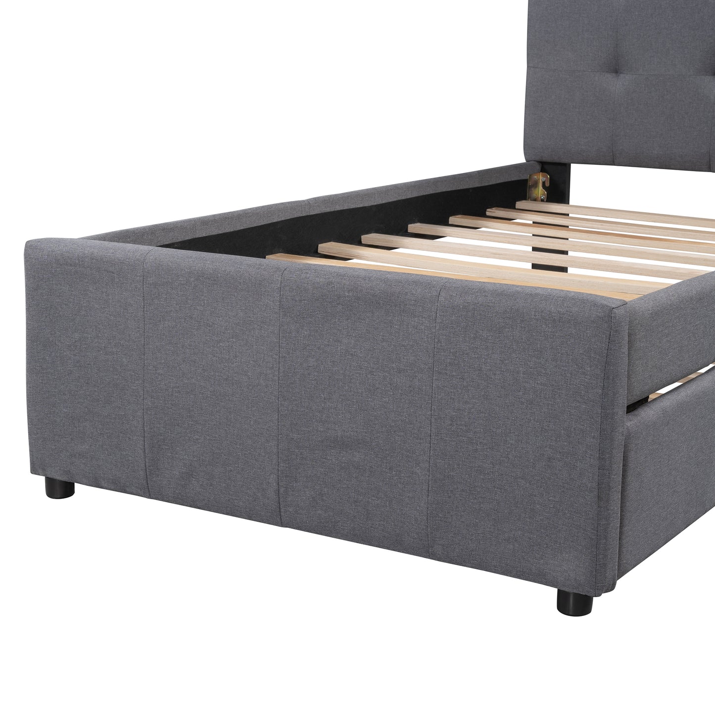 Dreamscape Twin Linen Upholstered Platform Bed with Headboard and Trundle