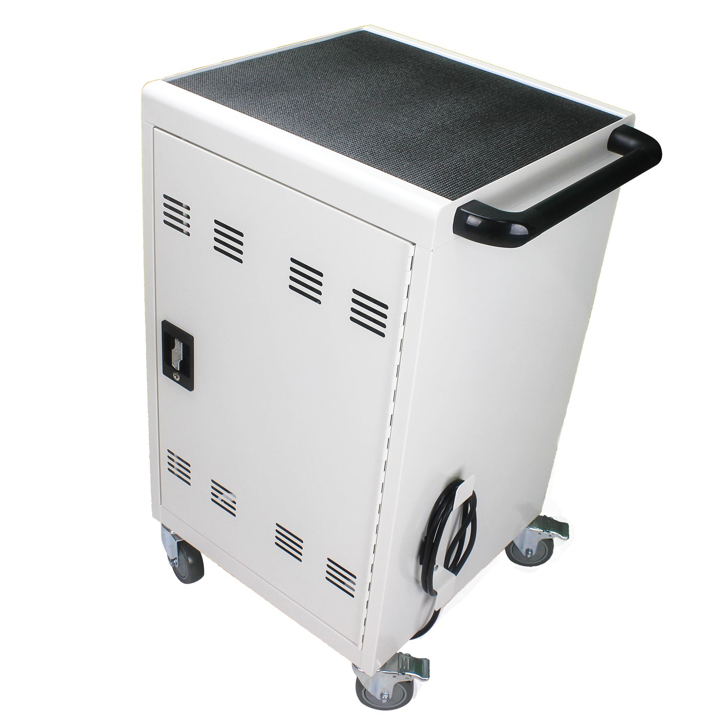 Mobile Charging Cart and Cabinet With Combination Lock - White