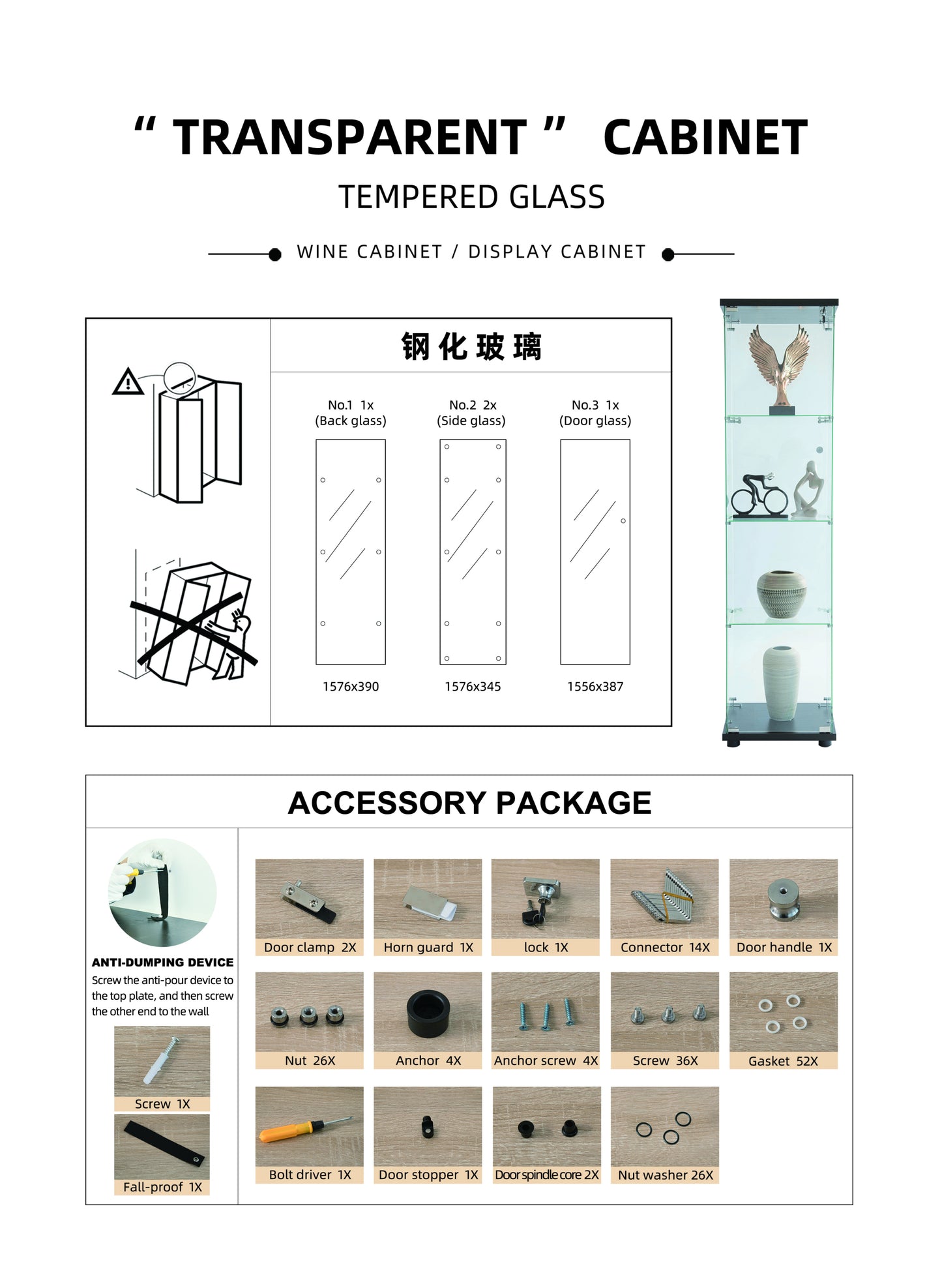 Luminous Glass Showcase Cabinet