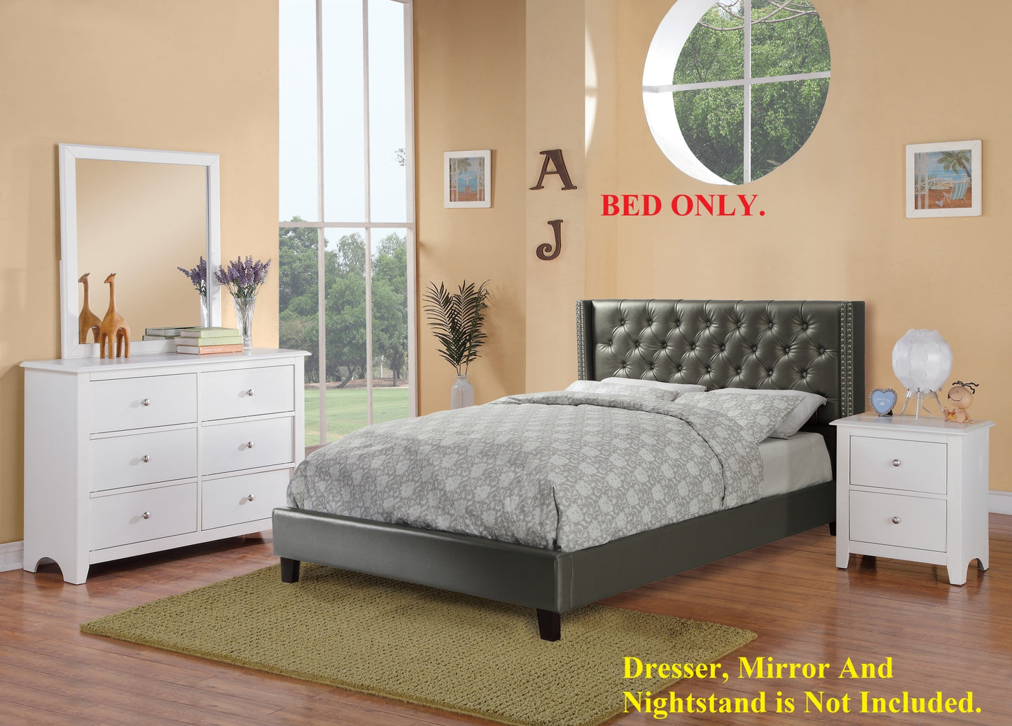 Tina Tufted Bed Frame Full Size - Silver