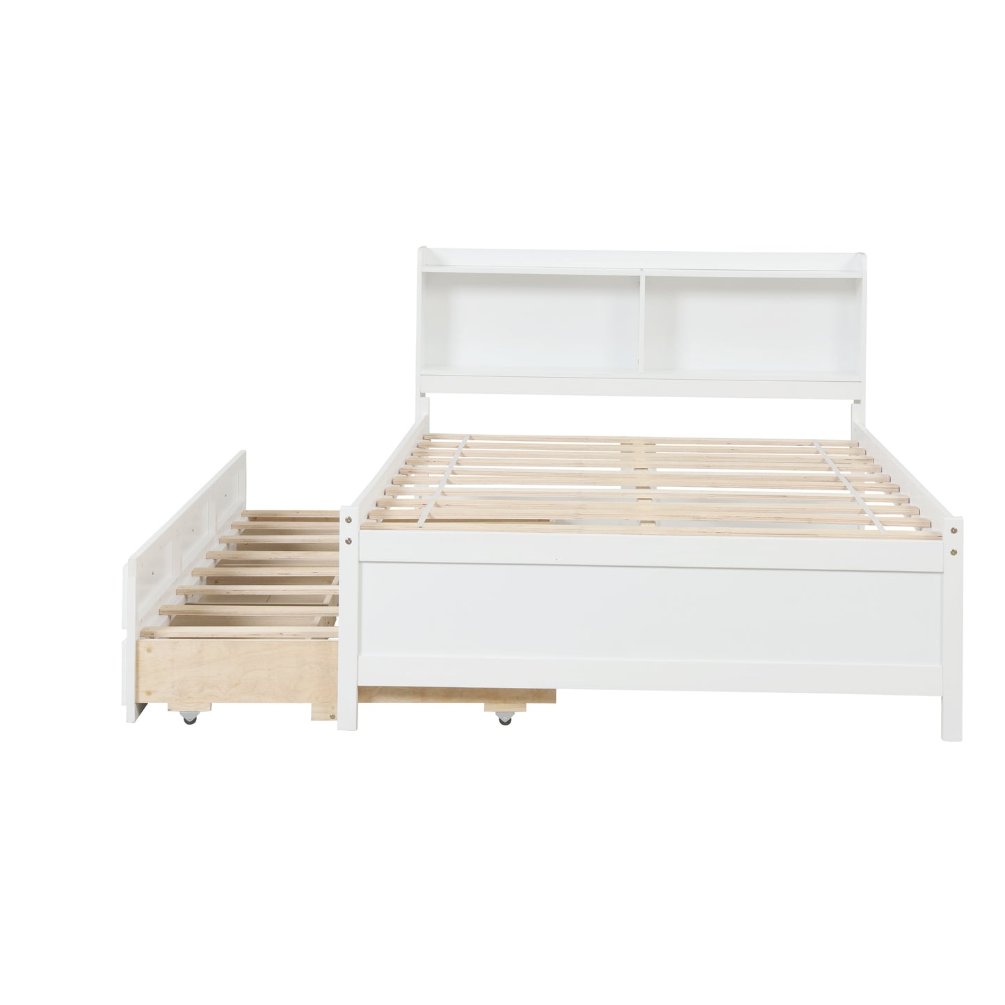 White Haven Full Bed with Bookcase, Twin Trundle, and Drawers