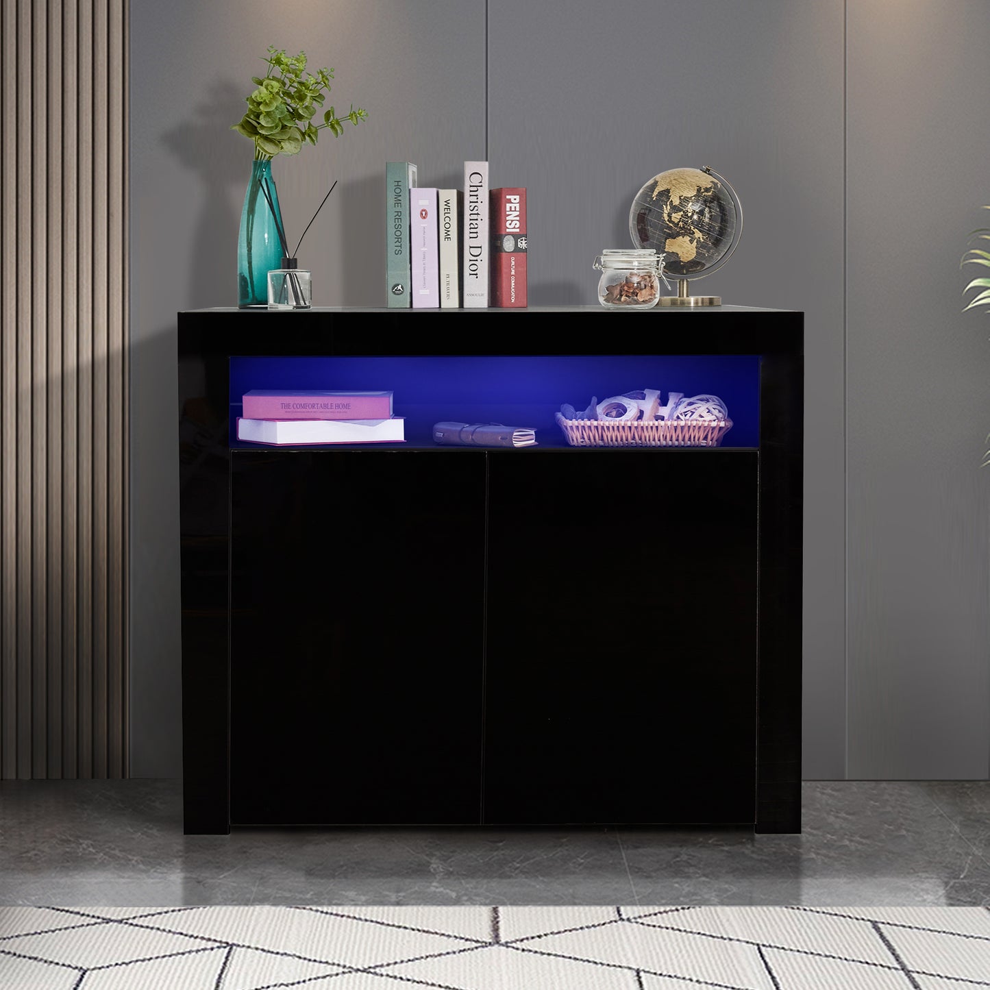 Glossy Glow Sideboard: Modern Storage Cabinet with LED Light