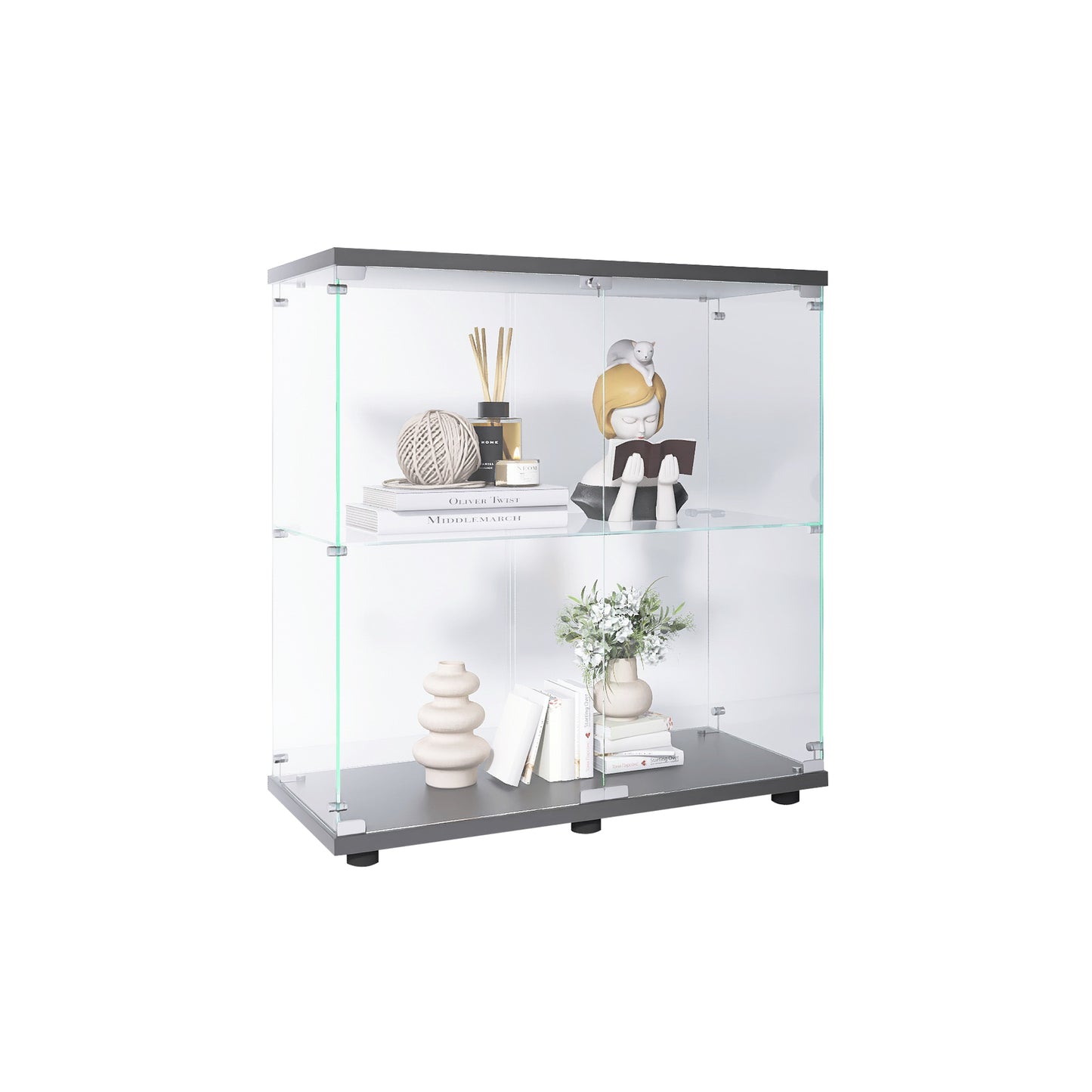 Glass Showcase Cabinet - Black