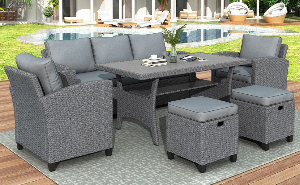 Elegant Oasis 6-Piece Outdoor Rattan Wicker Set