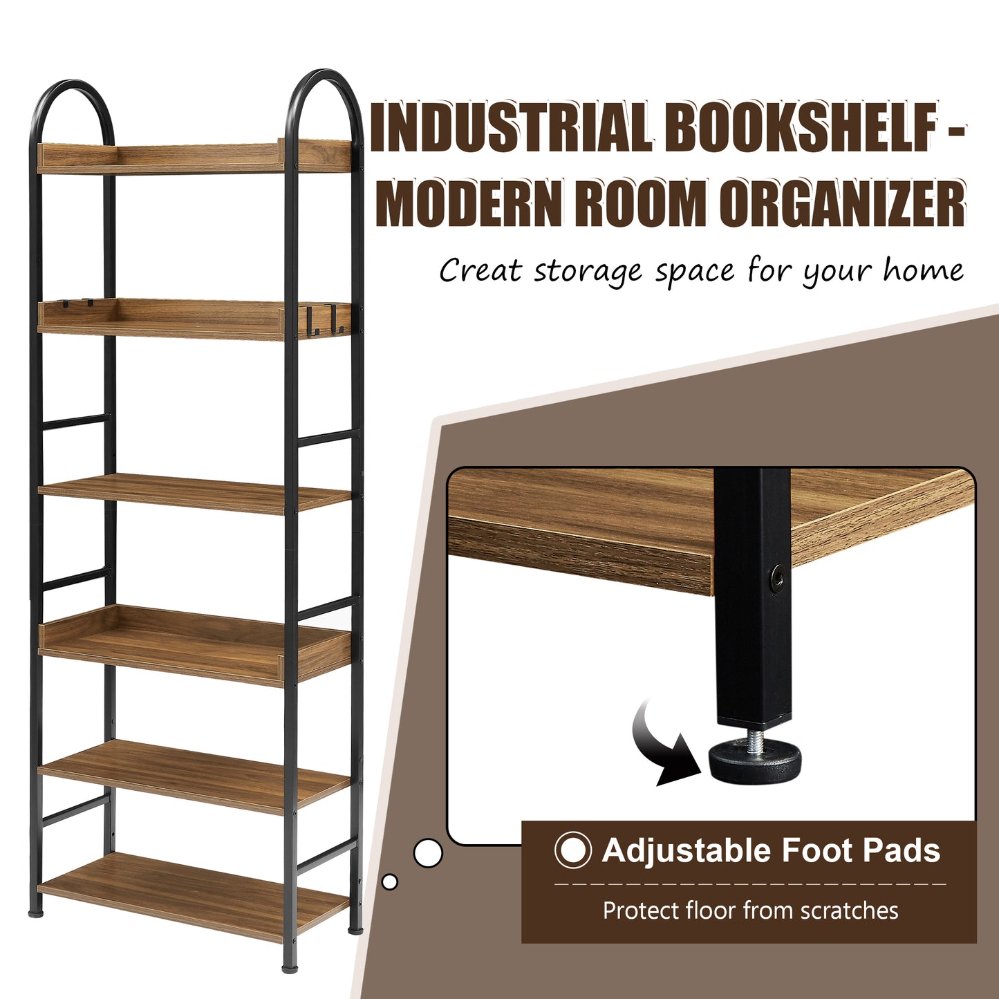 Tall Tower Bookcase - Brown