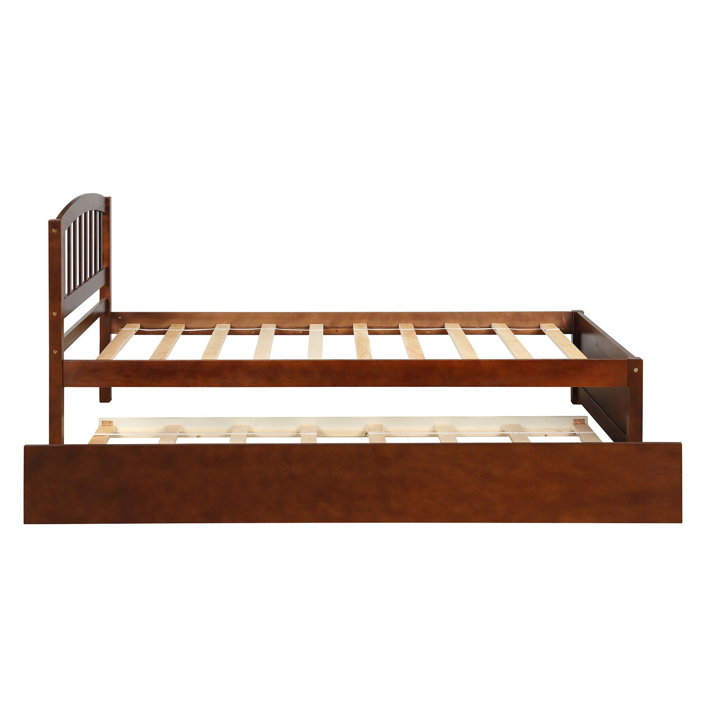 Walnut Dream Twin Platform Bed with Trundle