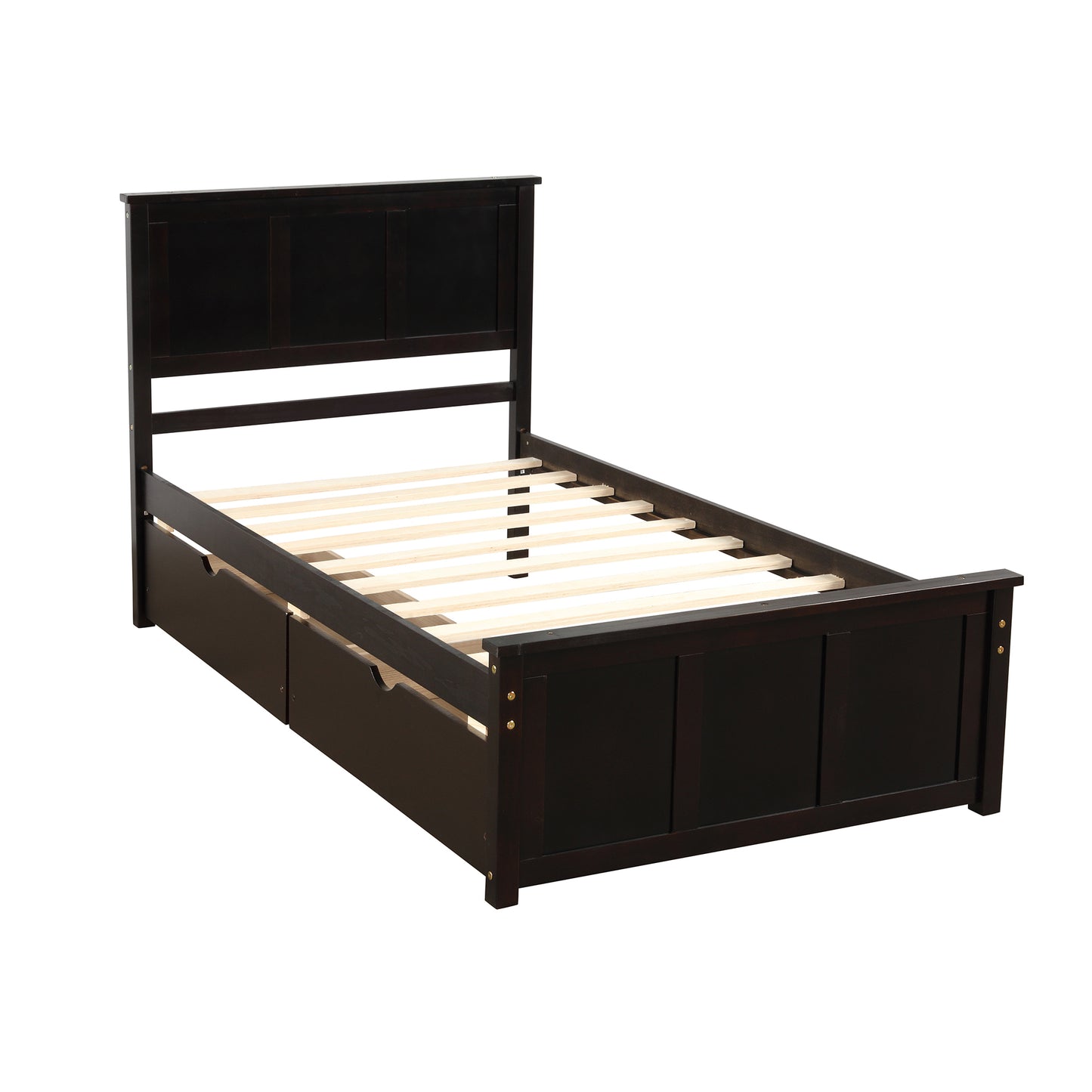 Iso Twin Size Platform Bed with 2 under-bed drawers - Espresso