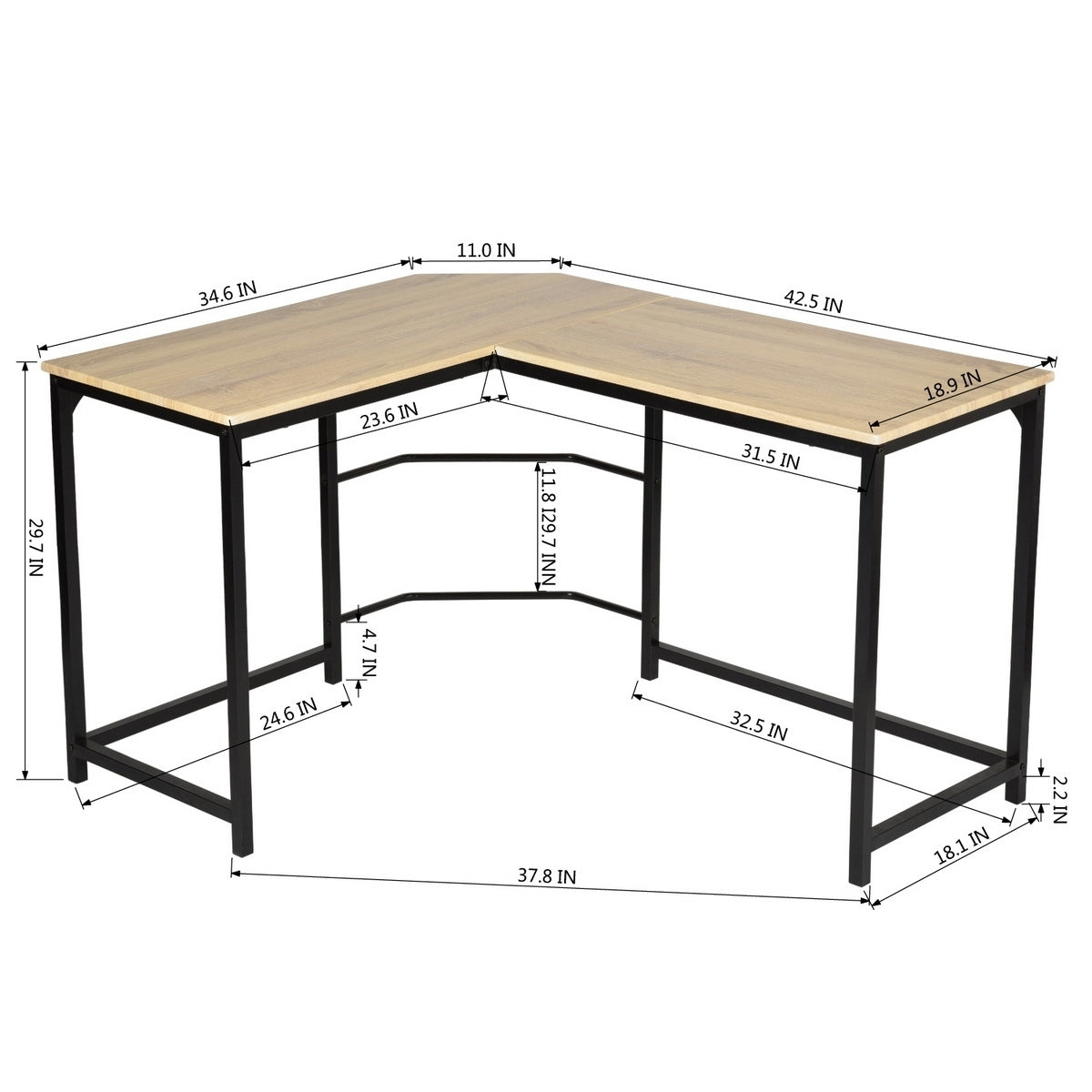 L Shaped Computer Wood Desk