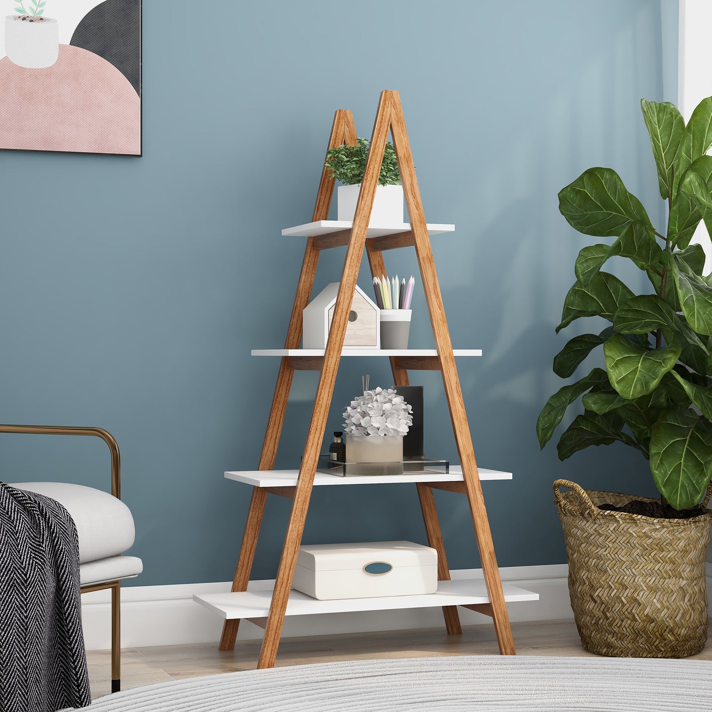 Bamboo Haven Ladder Bookshelf