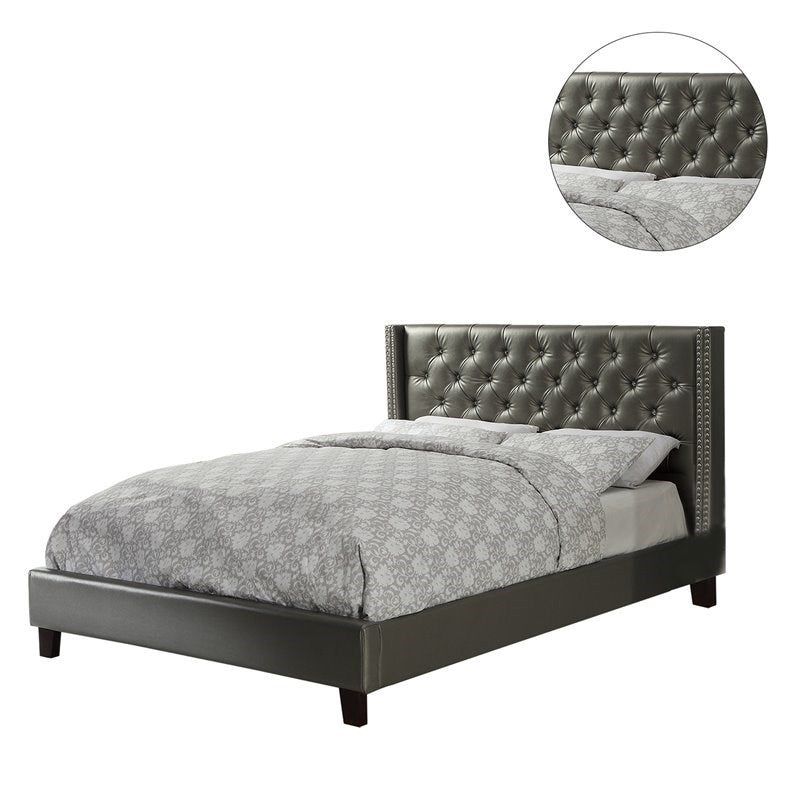 Tina Tufted Bed Frame Full Size - Silver