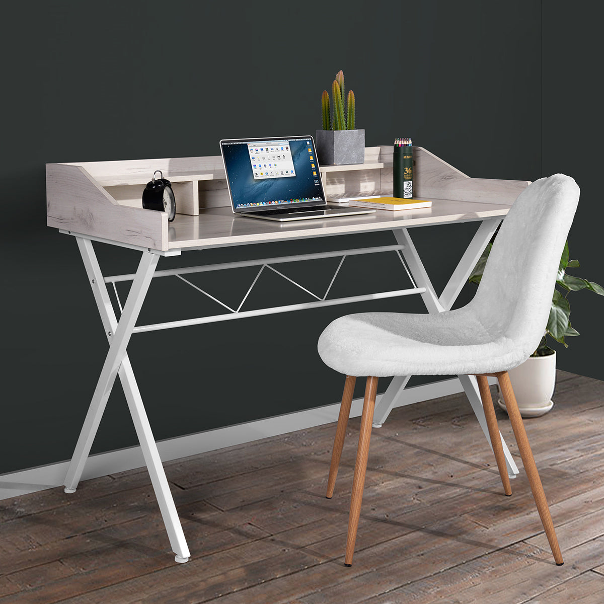 Computer Desk With 3 Open Cubbies