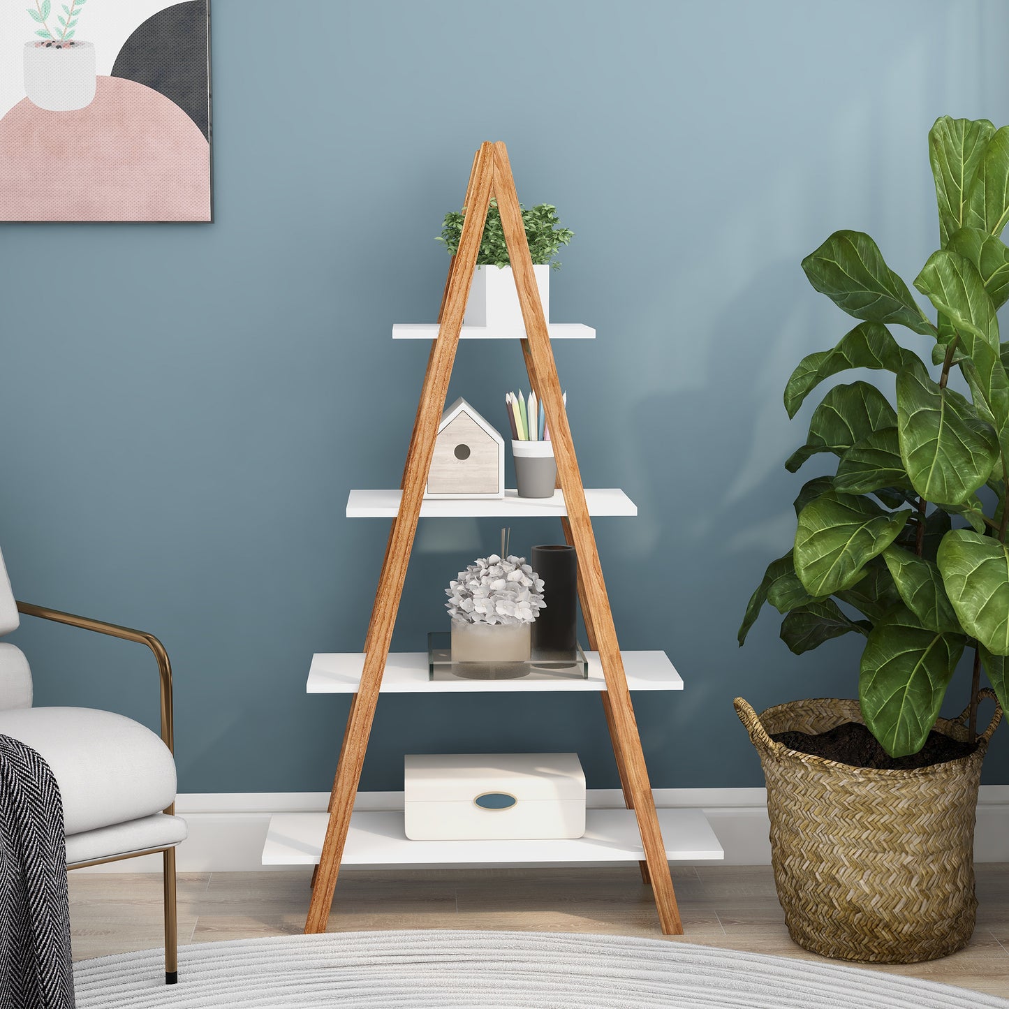 Bamboo Haven Ladder Bookshelf