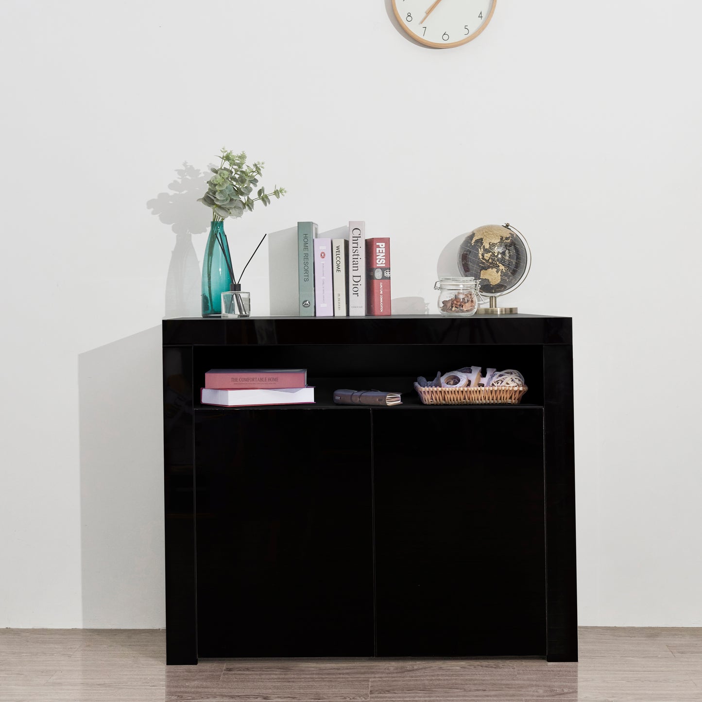 Glossy Glow Sideboard: Modern Storage Cabinet with LED Light