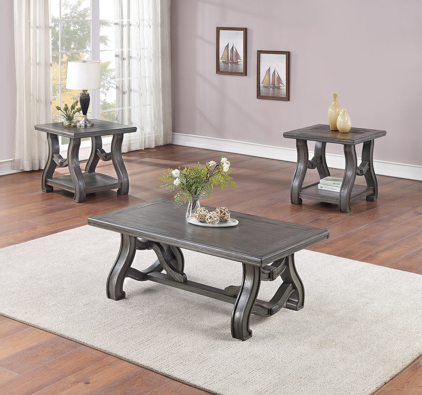 Silver Shimmer Open Shelf End Table