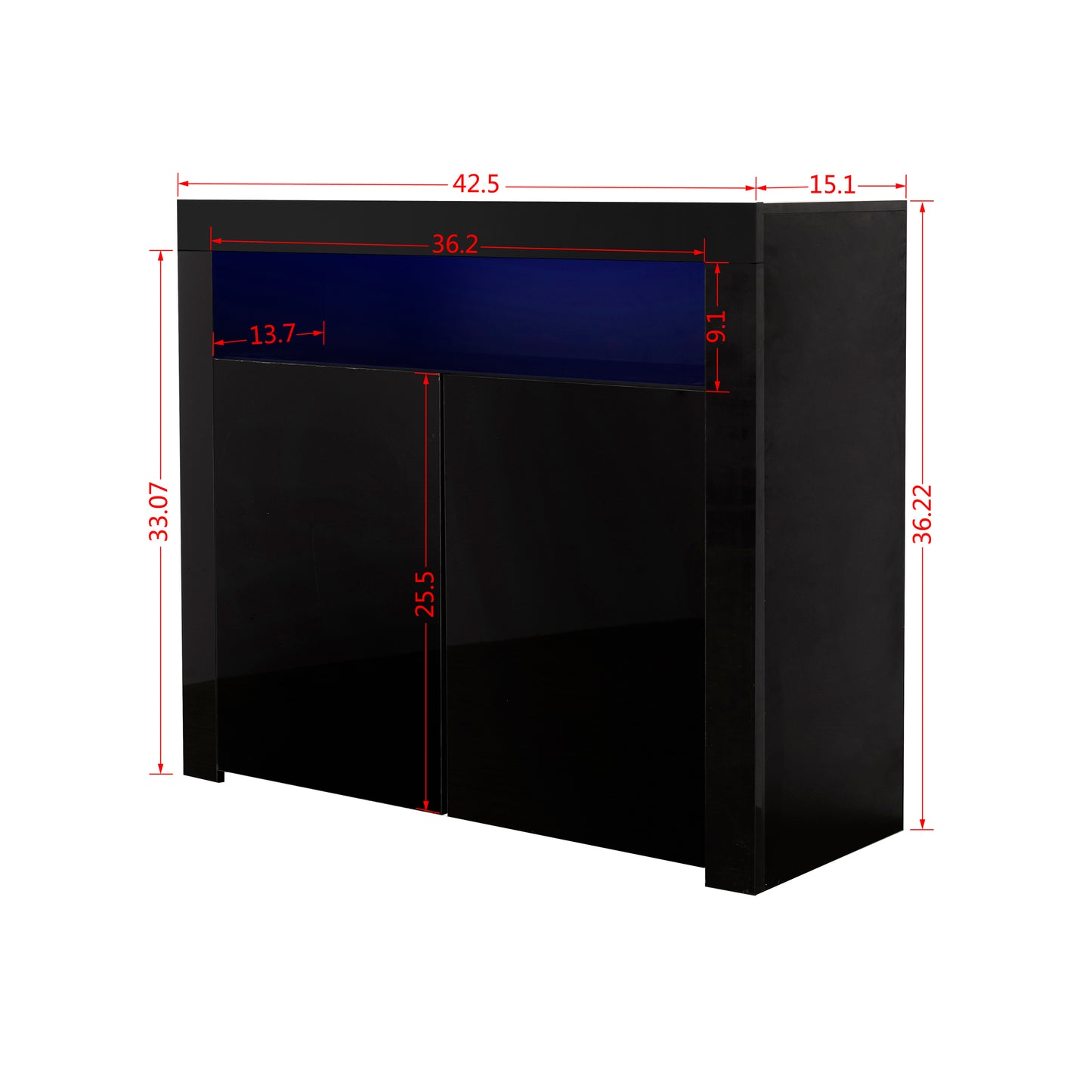 Glossy Glow Sideboard: Modern Storage Cabinet with LED Light