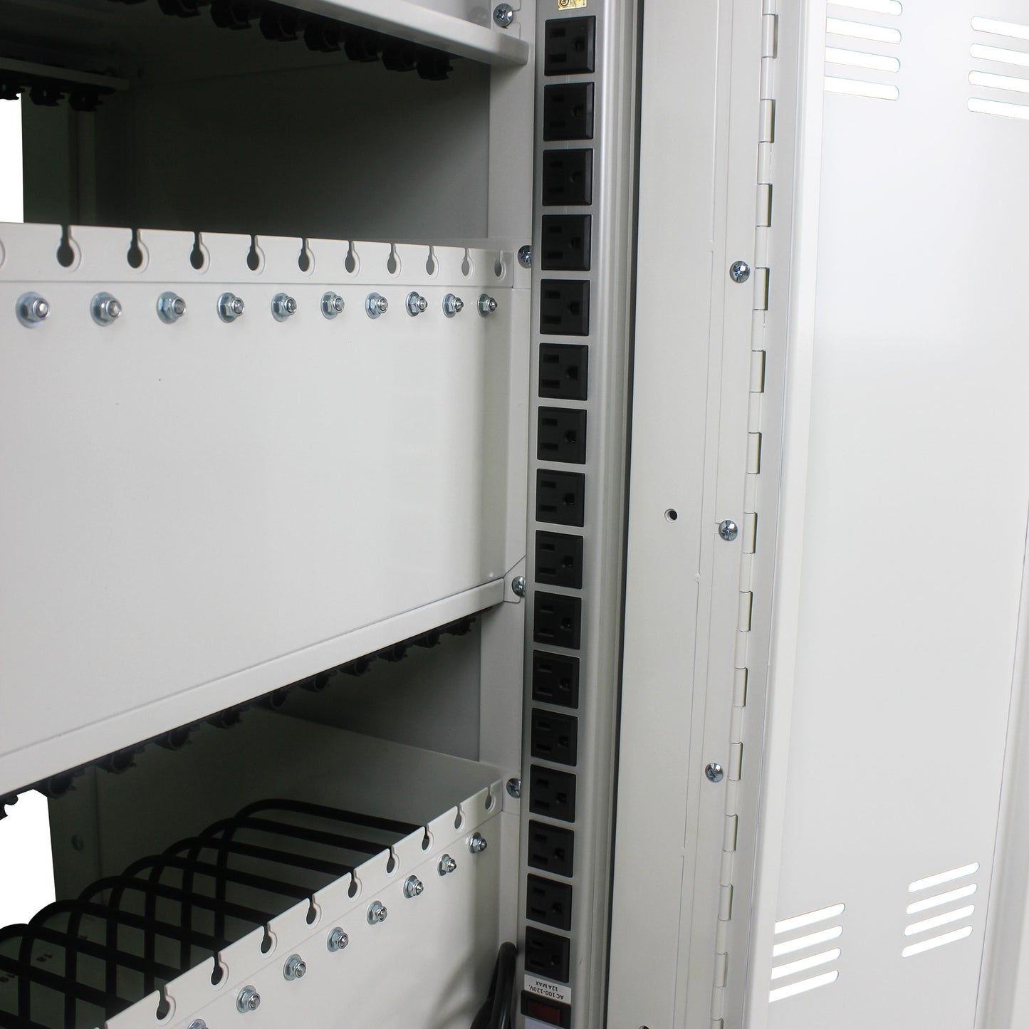 Mobile Charging Cart and Cabinet With Combination Lock - White