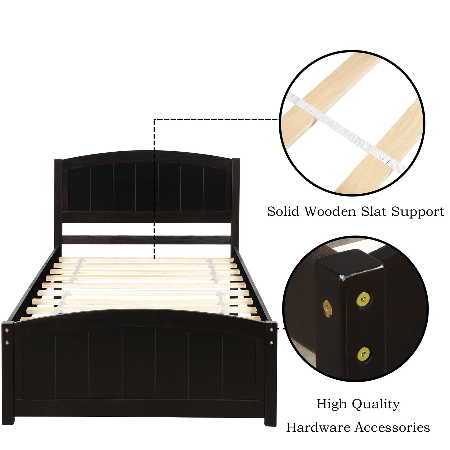 ElegantDream Wood Platform Bed