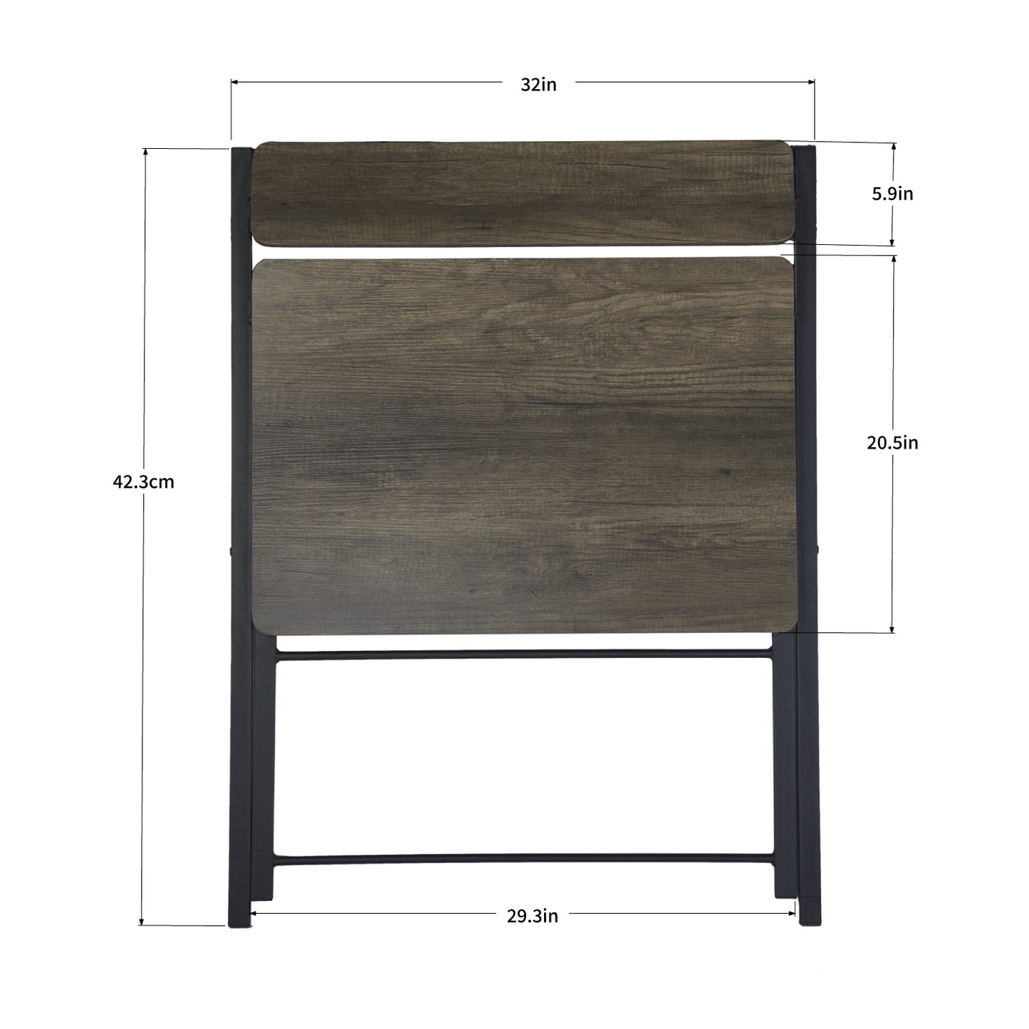 Foldable desk with tier - Walnut & Black