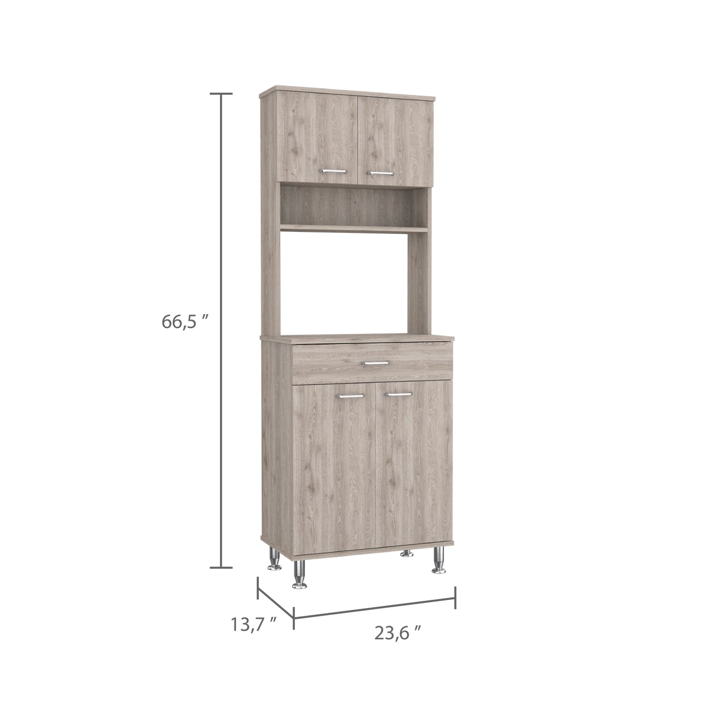 Santa 1-Drawer 1-Shelf Area Pantry with Adjustable Metal Legs - Light Grey