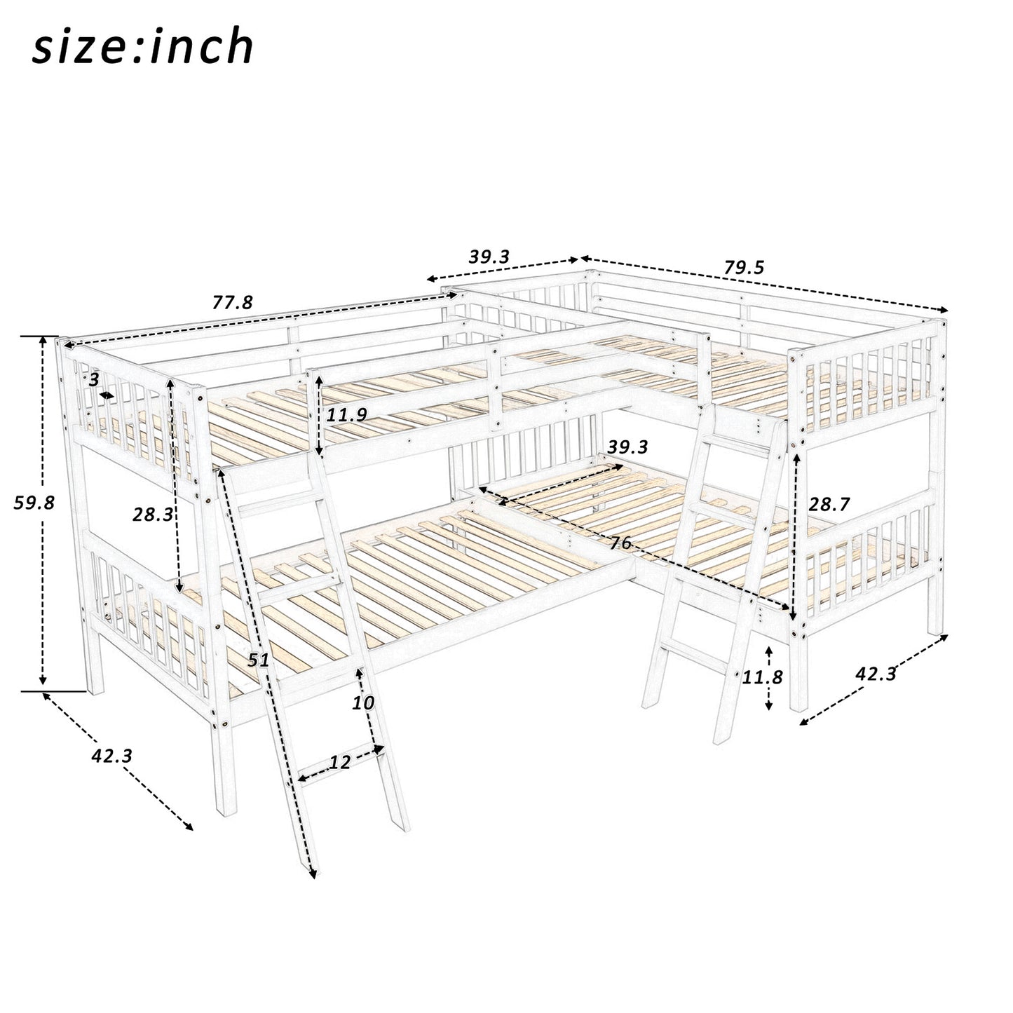 Two Haven Twin L-Shaped Bunk Bed