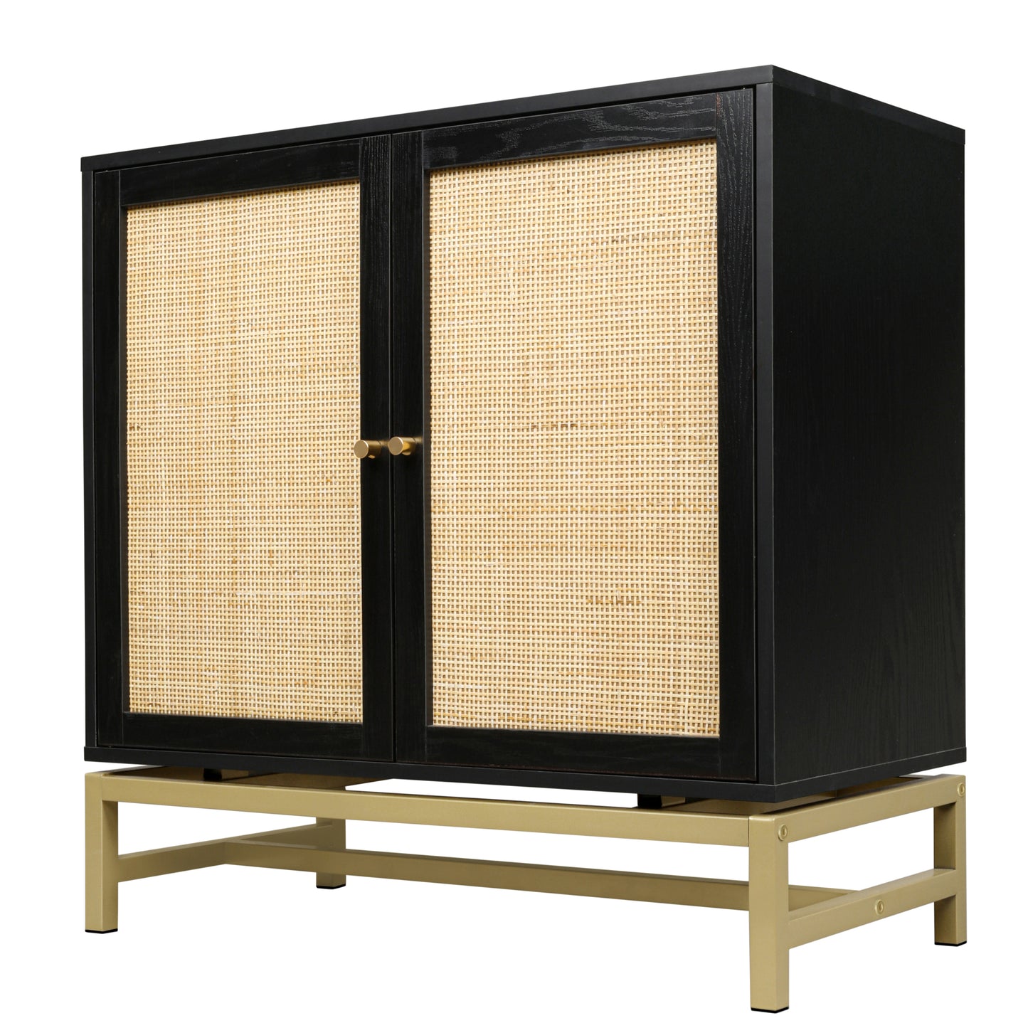 Rattan Black Frame Cabinet