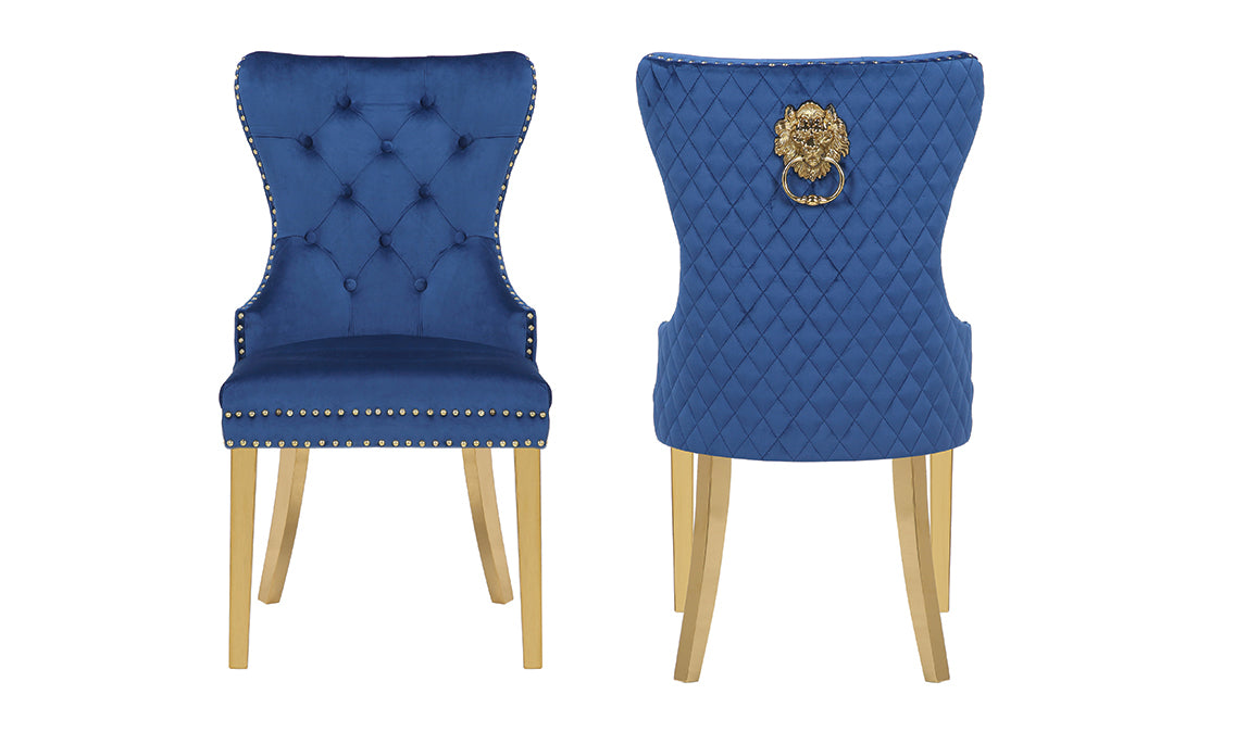Newton Dining Velvet Chair (Set of 2) - Navy