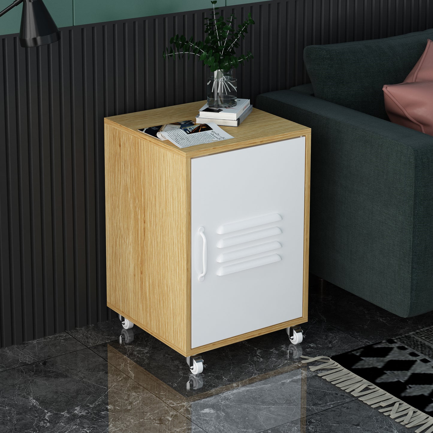 Urban Wheel Cabinet Contemporary Bedside Table