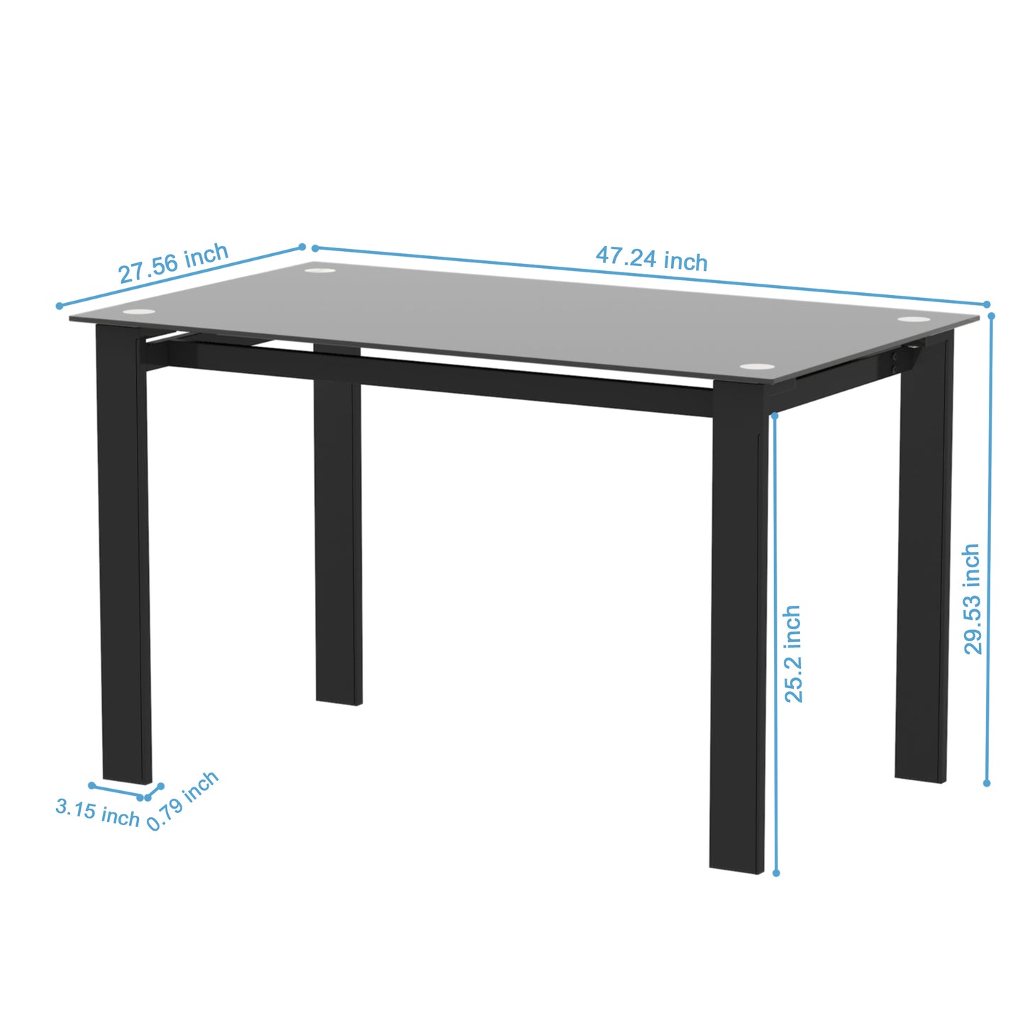 Elegant Black Glass Dining Table