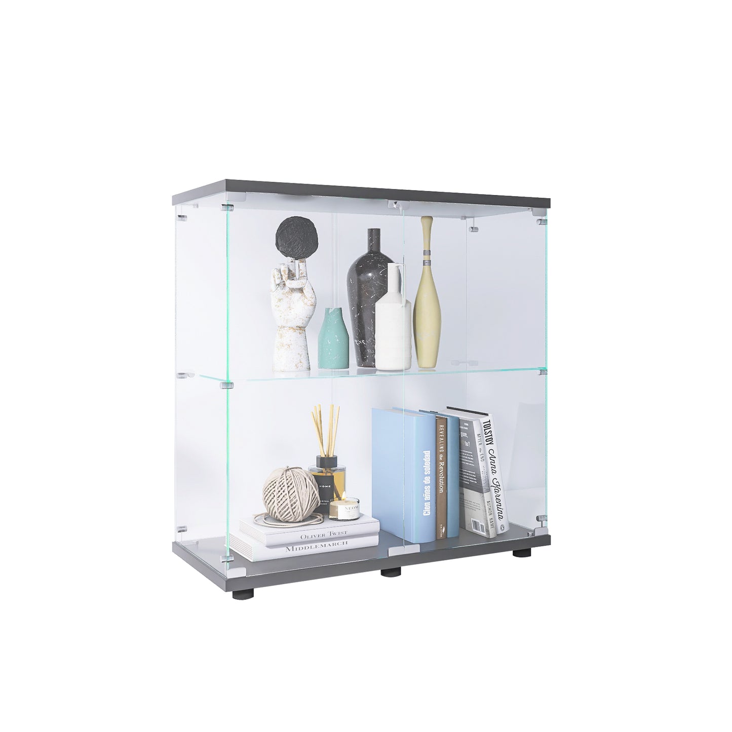 Glass Showcase Cabinet - Black