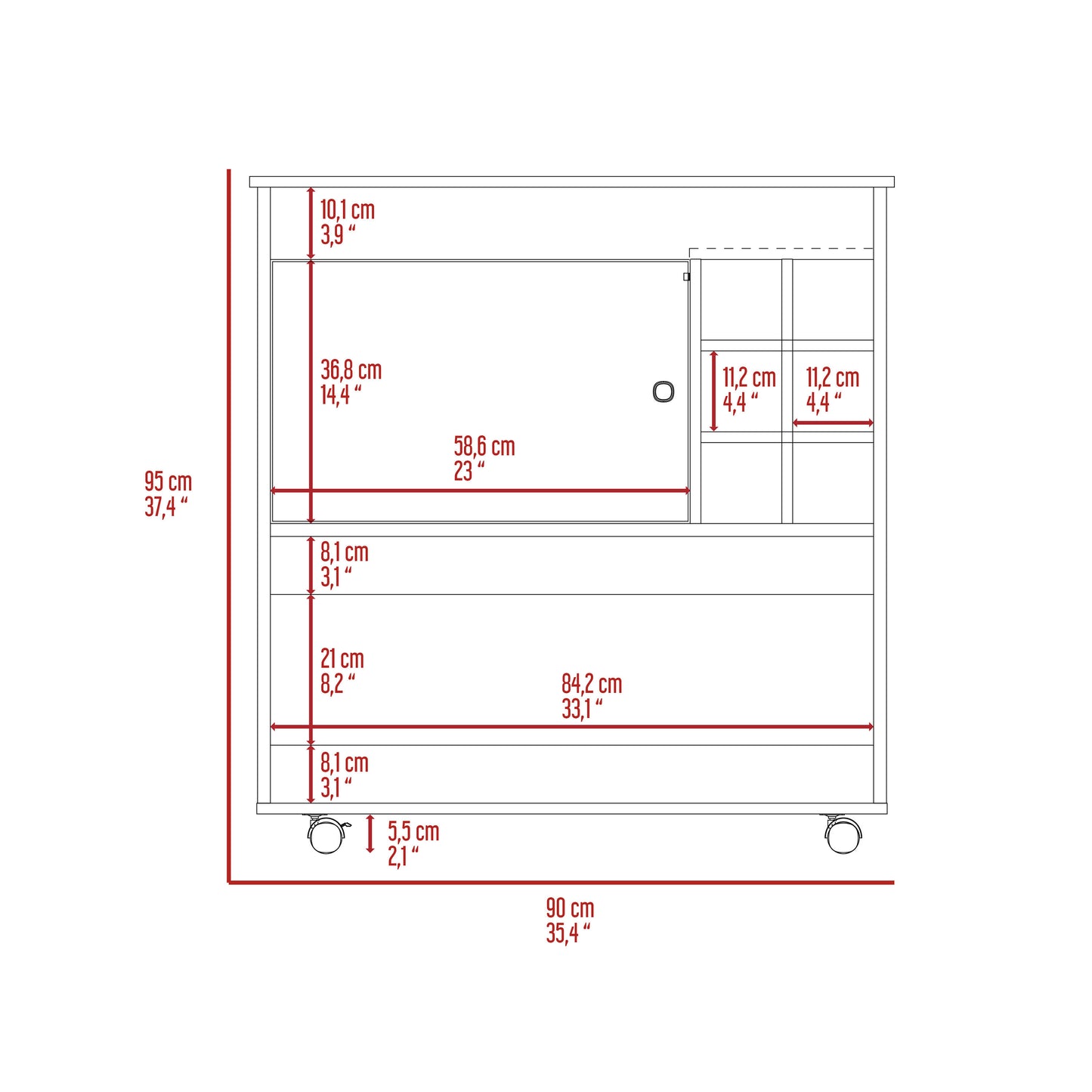 Lux 1-Shelf 6-Bottle Bar Cart - Black