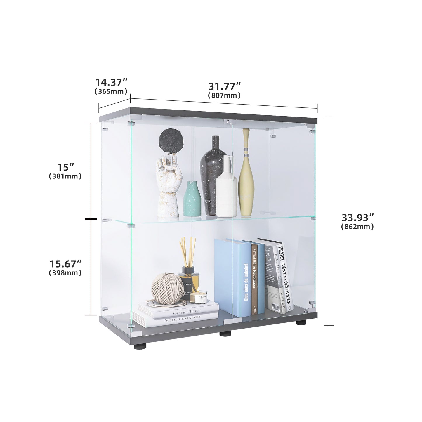 Glass Showcase Cabinet - Black