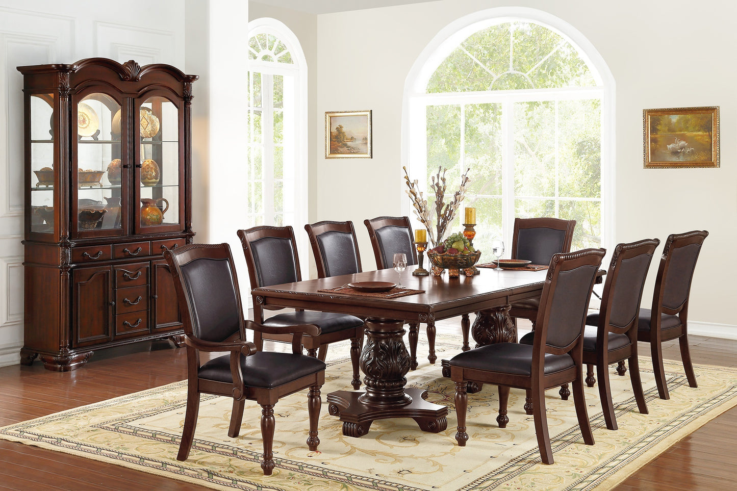 Regal Elegance Brown Leaf Dining Table