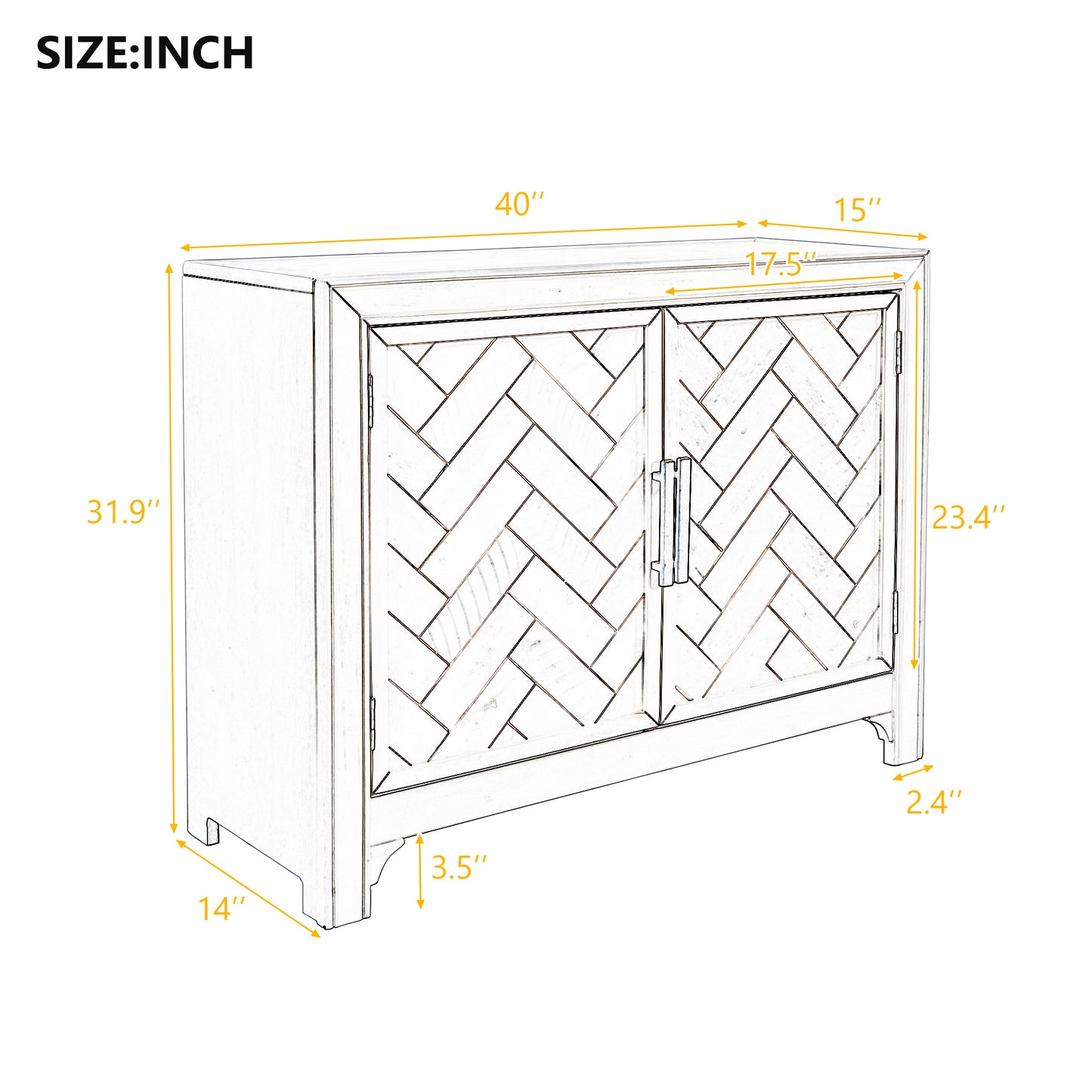 Living Console 40'' Modern Sofa Table with 2 Shelves
