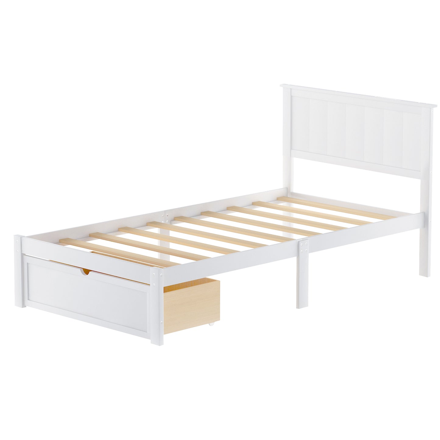 White Haven Twin Platform Bed with Storage Drawer