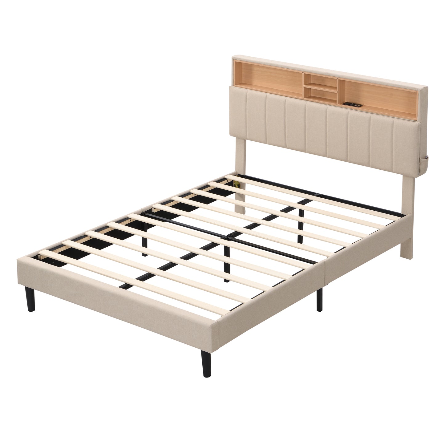 Alvin Full Size Platform Bed Frame - Beige