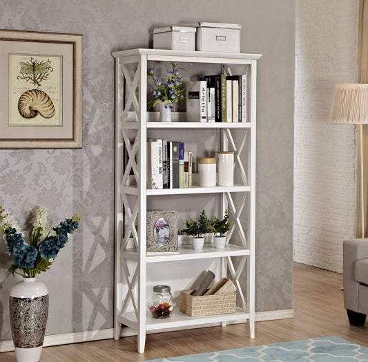 Bookshelf with Sturdy Solid Frame - White